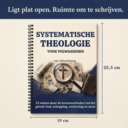 Formaat 19 x 25,5 cm, ligt plat open, ruimte om te schrijven